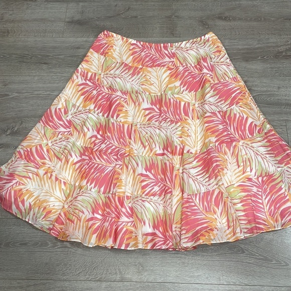 Ruby Rd. Woman A-Line Maxi Tiered Pull On Skirt Palm Fronds 24W - Picture 10 of 14